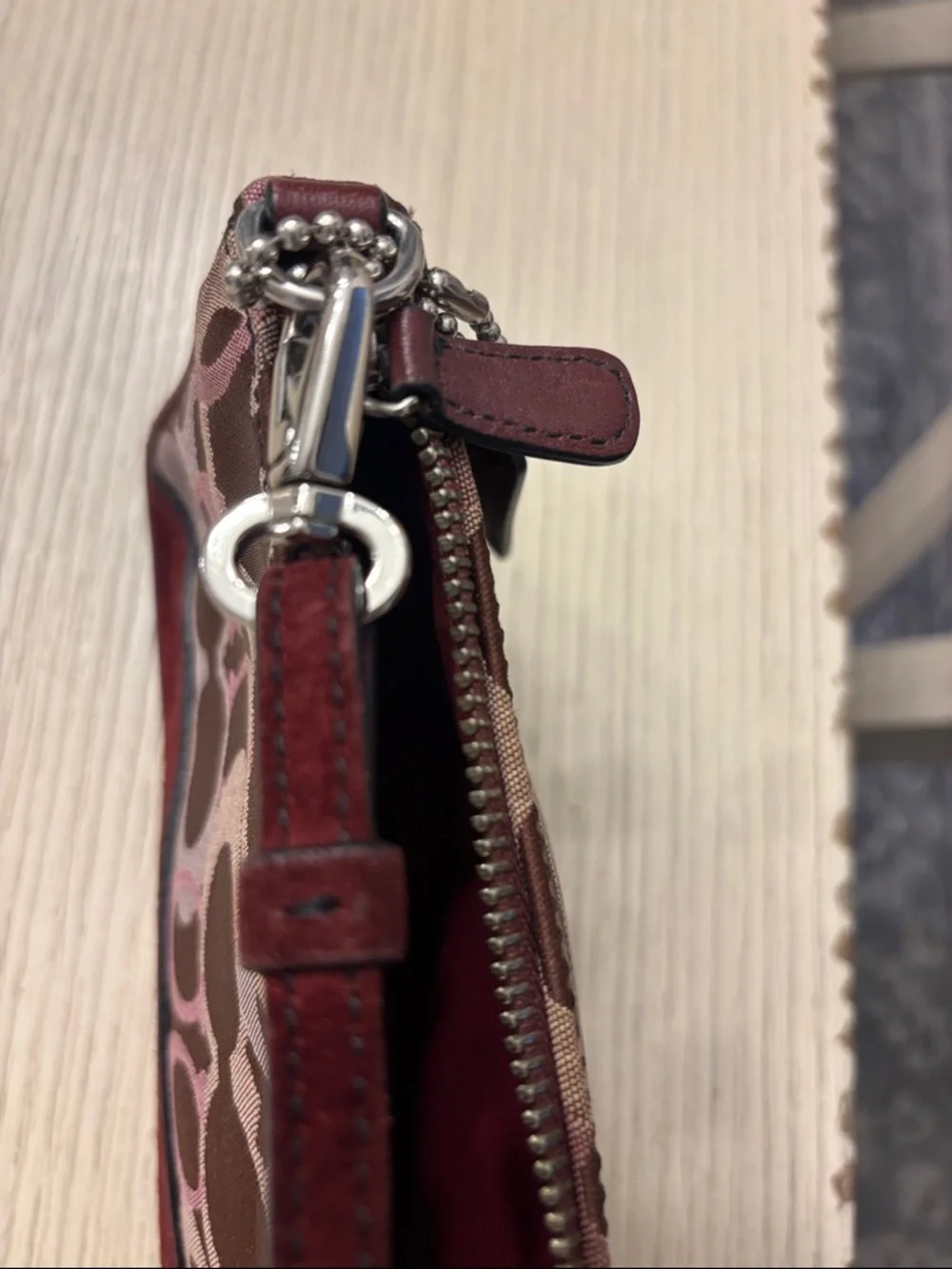 Coach Monogram purse in Burgundy and Pink - Picture 8 of 9
